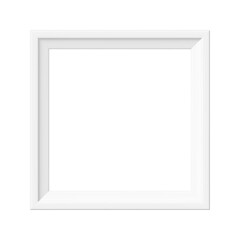 White picture frame. Minimalistic detailed photo realistic frame. Png clipart isolated on transparent background
