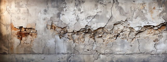 Stucco Wall With Cracks. Illustration on the theme of backgrounds and destruction and textures. Generative AI