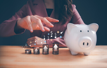 Business growth and investment chart with money coins stacking. Concept of strategic planning to...
