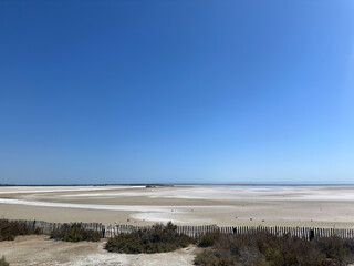 View of the sea and the beach in the Camargue