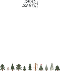 Obraz premium The letter to Santa is decorated with ornaments. Handwritten text Dear Santa! Vector illustration.