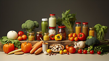 Obraz na płótnie Canvas Food products representing the nutritarian diet
