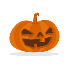 Halloween carved pumpkin vector illustration. Jack O Lantern fun character.
