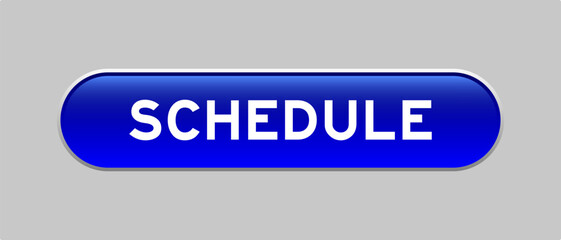 Blue color capsule shape button with word schedule on gray background