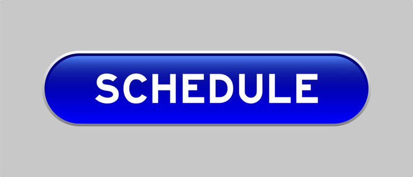 Blue color capsule shape button with word schedule on gray background