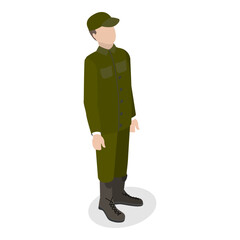 Obraz premium 3D Isometric Flat Vector Set of Soldiers in Uniform, Military People. Item 4