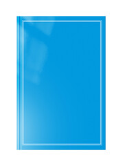 Closed blue blank book with frame isolated on white