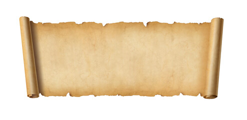 Old paper horizontal banner. Parchment scroll isolated on white - 644952975