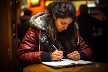 Fototapeta na wymiar person writing on a notebook