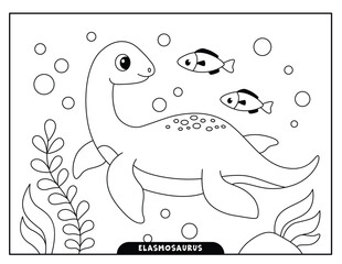 Elasmosaurus coloring pages for kids