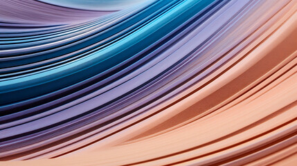 abstract background with colored curved paper sheets in blue and pink colors
