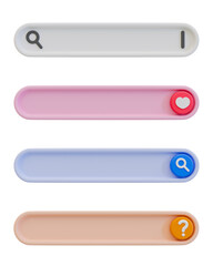 3d minimal set of search bar templates. 3d illustration. - obrazy, fototapety, plakaty