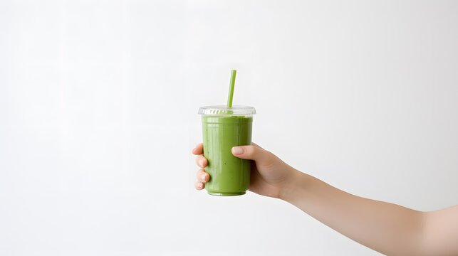 Crisp and Clear: Person Holding Green Juice Creation