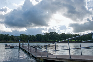 view of the pontoon on The River Hamble Hampshire England on an Autumn morning