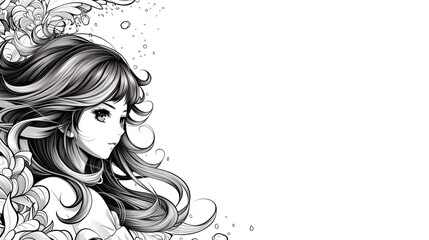 black and white vector graphic of anime cartoon frame