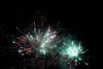 Fireworks in the black night sky
