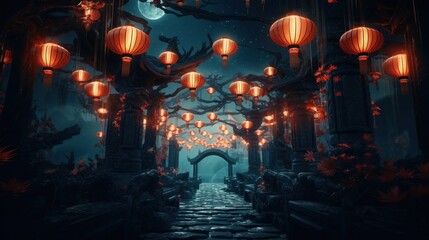 Chinese lantern festival wallpaper design