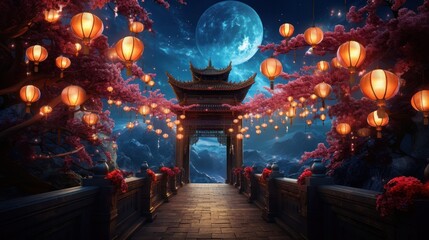 Obraz na płótnie Canvas Chinese lantern festival wallpaper design