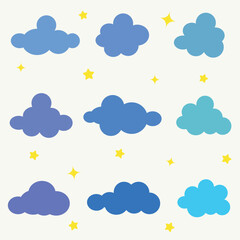 Clouds and stars different childish  shapes vector