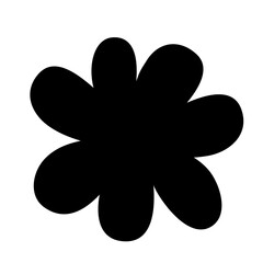 Flower doodle hand drawn in flat shape, png isolated on transparent background