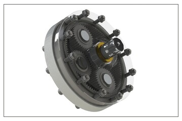 3D design of a planetary gear.