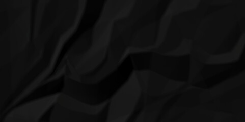 Fototapeta premium Crumpled paper texture dark black crumpled paper texture crush paper so that it becomes creased and wrinkled. Old black crumpled paper sheet background texture. 