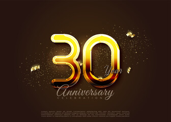 Fototapeta na wymiar 30th anniversary with shiny and fancy numbers. vector premium design.