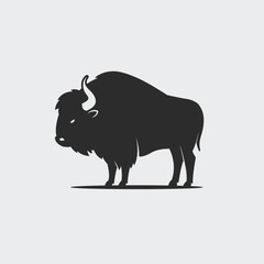 Buffalo, american bison black vector illustration