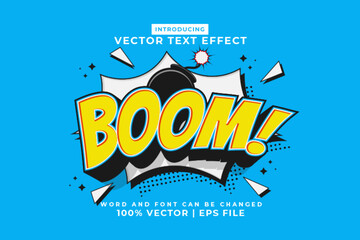 Editable text effect Boom 3d Cartoon Comic style premium vector