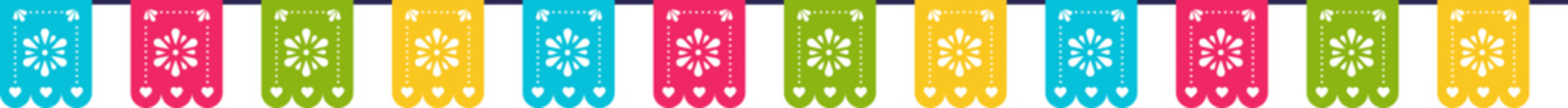 Traditional Mexican papel picado flags garland 