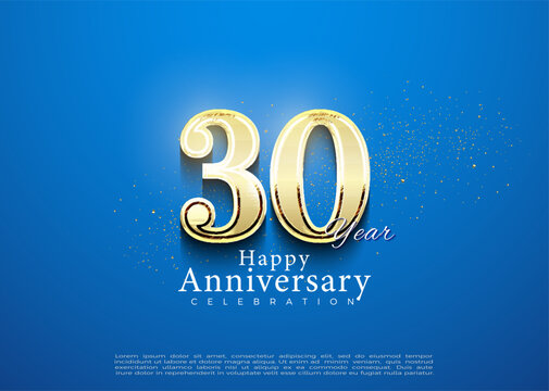 30th anniversary on blue background. vector premium design.