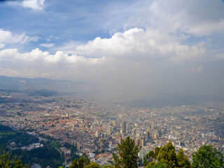 View to skyline of Bogota from mountain Monserrate