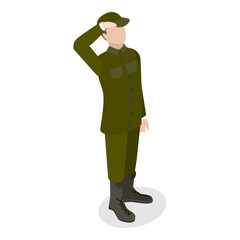 Obraz premium 3D Isometric Flat Vector Set of Soldiers in Uniform, Military People. Item 3
