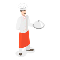 3D Isometric Flat Vector Set of Hotel Workers, Service Staff Characters. Item 5