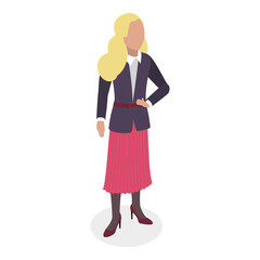 3D Isometric Flat Vector Set of People with 90s Outfit, Old School Fashion. Item 7