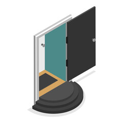 3D Isometric Flat Vector Set of Doors, Exterior Elements. Item 3