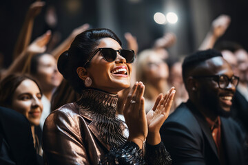 Man and woman applau at a private fashion show