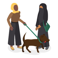 3D Isometric Flat Vector Set of Muslim People, Different Classic and Modern Outfits. Item 4