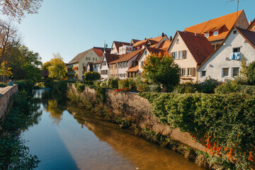 Fototapeta premium Old national German town house in Bietigheim-Bissingen, Baden-Wuerttemberg, Germany, Europe. Old Town is full of colorful and well preserved buildings.