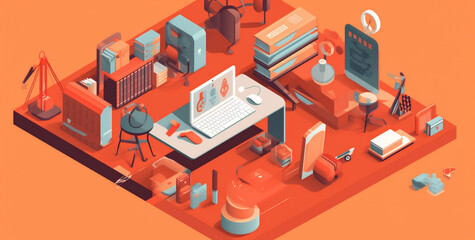 Obraz premium desktop gadget background web colours laptop technology computer design concept business. Generative AI.