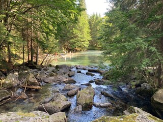 Obraz premium Ruscello e laghetto in montagna