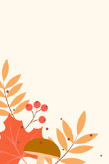 Background with autumn leaves
Colorful autumn banner with fallen leaves and yellowed foliage. Template for event invitation, product catalog, advertising. 
