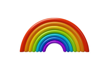 3d render Rainbow. Vector illustration of colorful arc in plastic style. Realistic weather bright symbol in the sky after rain. Decoration spectrum plasticine element.
