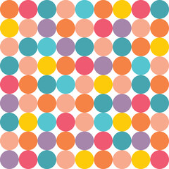 Vector seamless pattern with corolful polka dots on white background for backgrounds, blogs, www, scrapbooks, party or baby shower invitations and elegant wedding cards.