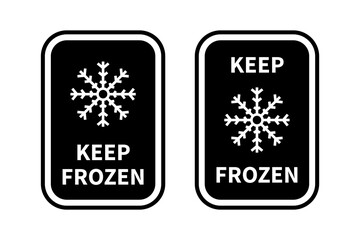 Keep frozen label. Keep frozen - badges for product. Sticker with snowflake. Storage in refrigerator and freezer. Vector.