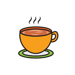 Kids drawing Cartoon Vector illustration cup of coffee icon Isolated on White Background