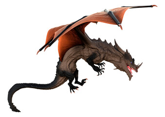 3D Rendering Fairy Tale Dragon on White