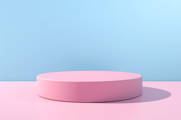 Pink product podium on blue background