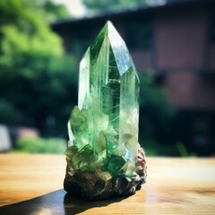 mineral stone, green Quartz crystal