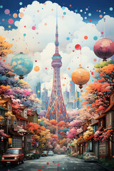 Beautiful landscape watercolor painting